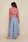 Buz Mavi Şalvar İpek Asimetrik Kapaklı Pantolon