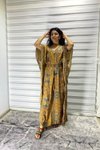 Gold Uzun Hint İpeği Yarasa Kol Serin Tutan Elbise