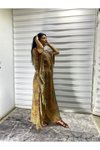 Gold Uzun Hint İpeği Yarasa Kol Serin Tutan Elbise