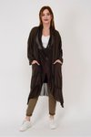 Koyu Kahve Oversize Kaftan Italyan İpek Detaylı Bluz