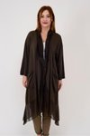 Koyu Kahve Oversize Kaftan Italyan İpek Detaylı Bluz