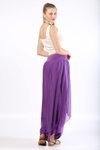 Mor İpek Şalvar Asimetrik Kapaklı Pantolon