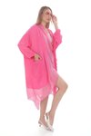 Pembe Oversize Kaftan İtalyan İpek Detaylı Bluz