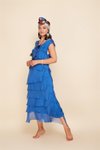 Long Italian Fit Layered Silk Slimming Dress - Cobalt Blue
