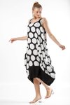 Siyah Puantiyeli Balon Midi Sıfır Kol Elbise
