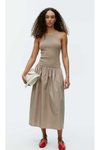 Maxi Flared Linen-Look Dress - Mocha
