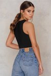 Siyah Bodycon Cutout Göbek Dekolteli Crop Top