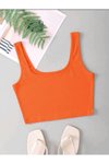 Turuncu Askılı Crop Kare Yaka Atlet