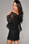 Siyah Dantel Mini Elbise