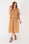 Mini Muslin Linen Mesh Blouse Dress - Cappuccino