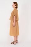 Cappuccino Mini Müslin Keten Astarlı File Bluzlu Elbise