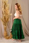 Zümrüt Yeşili Uzun Otantik Astarlı Ham Keten Etek