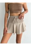 Bej Mini Şortlu Ayrobin Etek