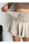 Bej Mini Şortlu Ayrobin Etek