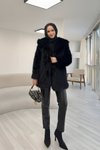 Statement Collar Detail Fur Winter Coat - Black