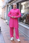 Fuşya Tesettür Cep Detaylı İkili Takım