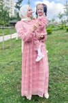 Pembe Anne Dantelli Tesettür Elbise