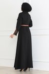 Siyah Kemer Detaylı Tesettür Elbise
