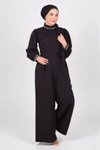 Siyah Tulum İnci Detaylı Tesettür Abiye Elbise
