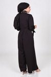 Siyah Tulum İnci Detaylı Tesettür Abiye Elbise