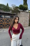 Bordo Basic Kruvaze Yaka Dalgıç Crop Top