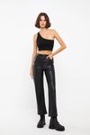 Siyah Kolsuz Omuz Dekolteli Sandy Crop Top