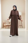 Knitted Caped Modest Dress - Bitter Brown