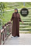 Acı Kahve Örme Pelerinli Tesettür Elbise