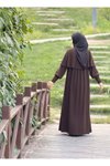 Acı Kahve Örme Pelerinli Tesettür Elbise