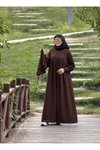 Acı Kahve Örme Pelerinli Tesettür Elbise