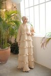 Açık Bej Salaş Fırfırlı Tesettür Elbise