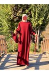 Bordo Örme Seyyar Bebe Yakalı Tesettür Elbise