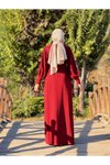 Bordo Örme Seyyar Bebe Yakalı Tesettür Elbise