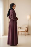Bordo Oversize Örme Robalı Tesettür Elbise