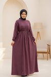 Bordo Oversize Örme Robalı Tesettür Elbise