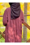 Bordo Oversize Örme Robalı Tesettür Elbise