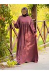 Bordo Oversize Örme Robalı Tesettür Elbise