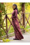 Bordo Oversize Örme Robalı Tesettür Elbise