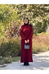 Bordo Triko Oversize Tasarım Tesettür Elbise