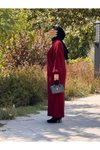 Bordo Triko Oversize Tasarım Tesettür Elbise
