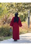 Bordo Triko Oversize Tasarım Tesettür Elbise