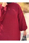 Bordo Triko Oversize Tasarım Tesettür Elbise