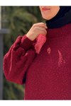 Bordo Triko Oversize Tasarım Tesettür Elbise