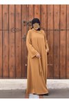 Camel Örme Ferace Anvelop Kolluklu Tesettür Elbise