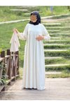 Ekru Örme Pelerinli Tesettür Elbise