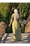 Fıstık Yeşili Örme Seyyar Bebe Yakalı Tesettür Elbise