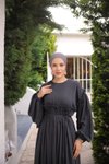 Füme Oversize Robalı Büzgülü Tesettür Elbise