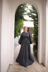 Füme Oversize Robalı Büzgülü Tesettür Elbise