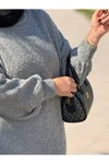 Gri Oversize Triko Tasarım Tesettür Elbise