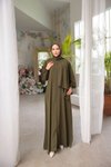 Haki Açık Şallı Medine İpeği Namaz Elbisesi